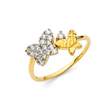14K Two-Tone Gold Double Butterfly Ring
