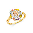 14K Two-Tone Gold 15 Años Flower Halo Ring