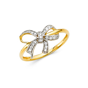 14K Two-Tone Gold Ribbon Bow Ring