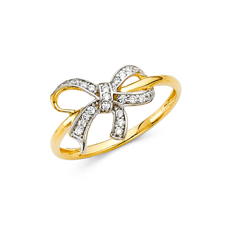14K Two-Tone Gold Ribbon Bow Ring