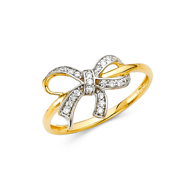 14K Two-Tone Gold Ribbon Bow Ring