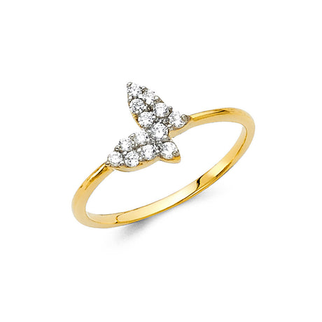 14K Two-Tone Gold Pavé Butterfly Ring