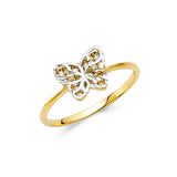 14K Two-Tone Gold Diamond-Cut Butterfly Ring