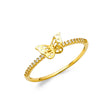 14K Yellow Gold Butterfly Ring with Pavé Band