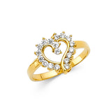 14K Yellow Gold Open Heart Halo Ring