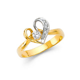 14K Yellow Gold Ribbon Heart Ring