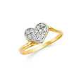 14K Two-Tone Gold Pavé Heart Ring
