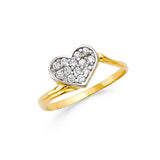14K Two-Tone Gold Pavé Heart Ring