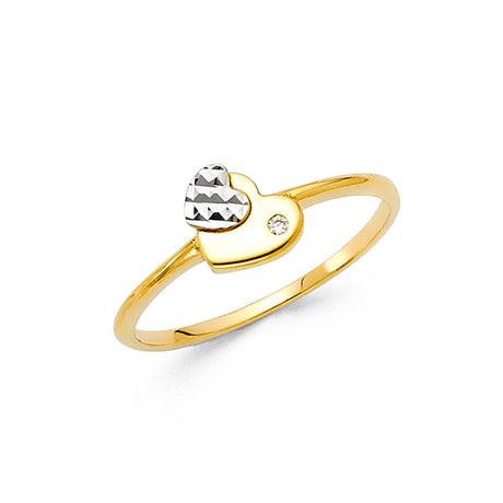 14K Two-Tone Gold Petite Heart Ring