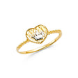 14K Two-Tone Gold Heart and Crown Ring