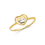 14K Two-Tone Gold Heart and Crown Ring