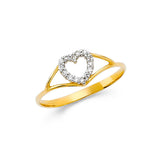 14K Two-Tone Gold Open Heart Accent Ring