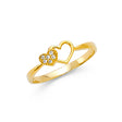 14K Yellow Gold Petite Pavé Heart Ring
