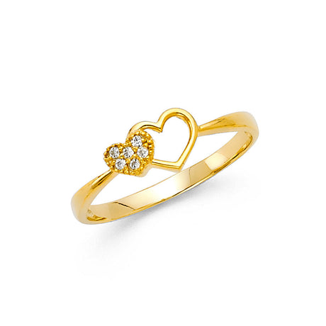 14K Yellow Gold Petite Pavé Heart Ring
