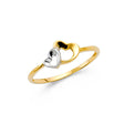 14K Two-Tone Gold Twin Hearts Ring