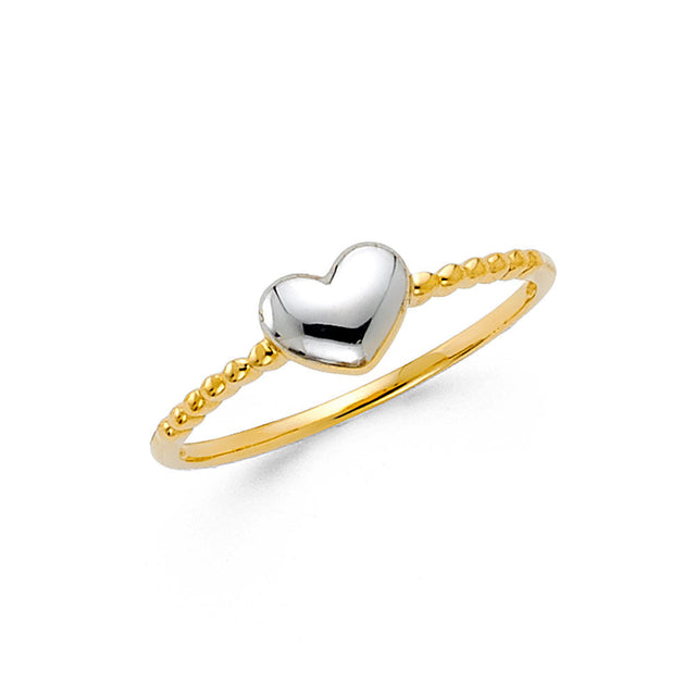 14K Two-Tone Gold Puffed Heart Ring