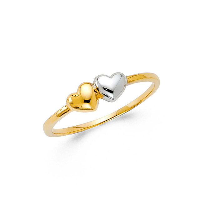 14K Two-Tone Gold Petite Puffed Heart Ring