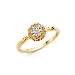 14K Yellow Gold Pavé Dome Ring