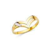 14K Yellow Gold Pavé Chevron Ring