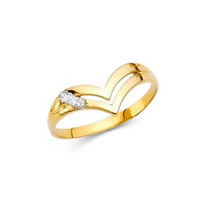 14K Yellow Gold Pavé Chevron Ring