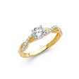 14K Two-Tone Gold Round Three-Stone Engagement Ring