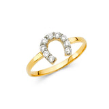 14K Two-Tone Gold Pavé Horseshoe Ring