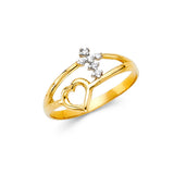 14K Two-Tone Gold Open Heart Five-Stone Ring