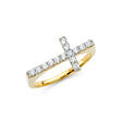 14K Two-Tone Gold Pavé Sideways Cross Ring