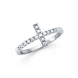 14K White Gold Pavé Sideways Cross Ring