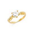 14K Yellow Gold Heart Solitaire Ring