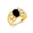 14K Yellow Gold Oval Simulated Onyx Accent Ring