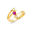 14K Yellow Gold Round Simulated Pink Sapphire Bypass Ring