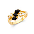 14K Yellow Gold Marquise Simulated Onyx Cluster Ring