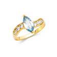 14K Yellow Gold Marquise Simulated Blue Topaz Accent Ring