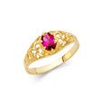 14K Yellow Gold Marquise Simulated Pink Sapphire Filigree Ring