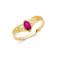 14K Yellow Gold Marquise Simulated Pink Sapphire Accent Ring