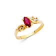14K Yellow Gold Marquise Simulated Ruby Solitaire Ring
