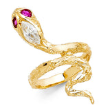 14K Yellow Gold Marquise Serpent Snake Ring