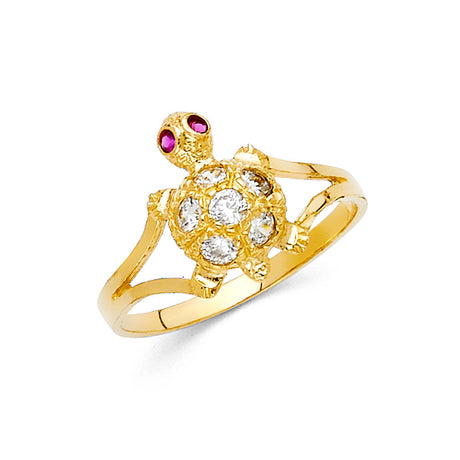 14K Yellow Gold Pavé Turtle Ring