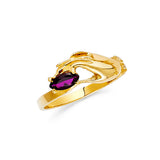 14K Yellow Gold Oval Simulated Amethyst Solitaire Ring