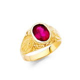 14K Yellow Gold Children's Red Oval Signet Ring
