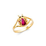 14K Yellow Gold Baby Ladybug Ring on White Background