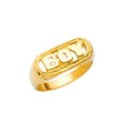 14K Yellow Gold Baby Boy Nameplate Ring on White Background