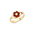 14K Yellow Gold Baby Birthstone Flower Ring on White Background
