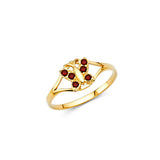 14K Yellow Gold Baby Birthstone Butterfly Ring on White Background
