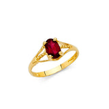 14K Yellow Gold Baby Birthstone Oval Solitaire Ring on White Background