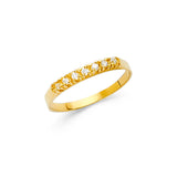 14K Yellow Gold Baby Seven-Stone Band Ring on White Background