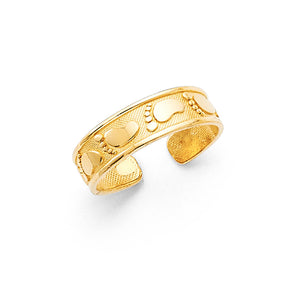 14K Yellow Gold Love Band Toe Ring on White Background