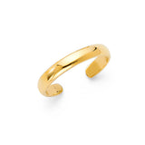 14K Yellow Gold Plain Toe Ring on White Background