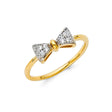 14K Two-Tone Gold Pavé Ribbon Bow Ring on White Background